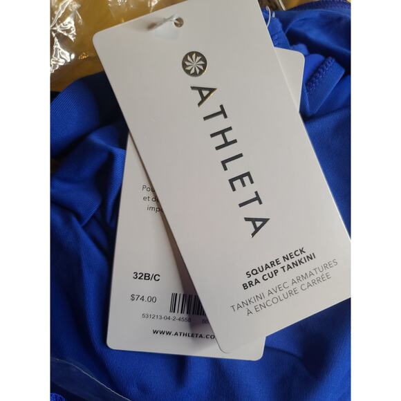 NWT Athleta Square Neck Bra Cup Tankini - 32 B/C - Cerulean blue - 32 B/C - Picture 3 of 3